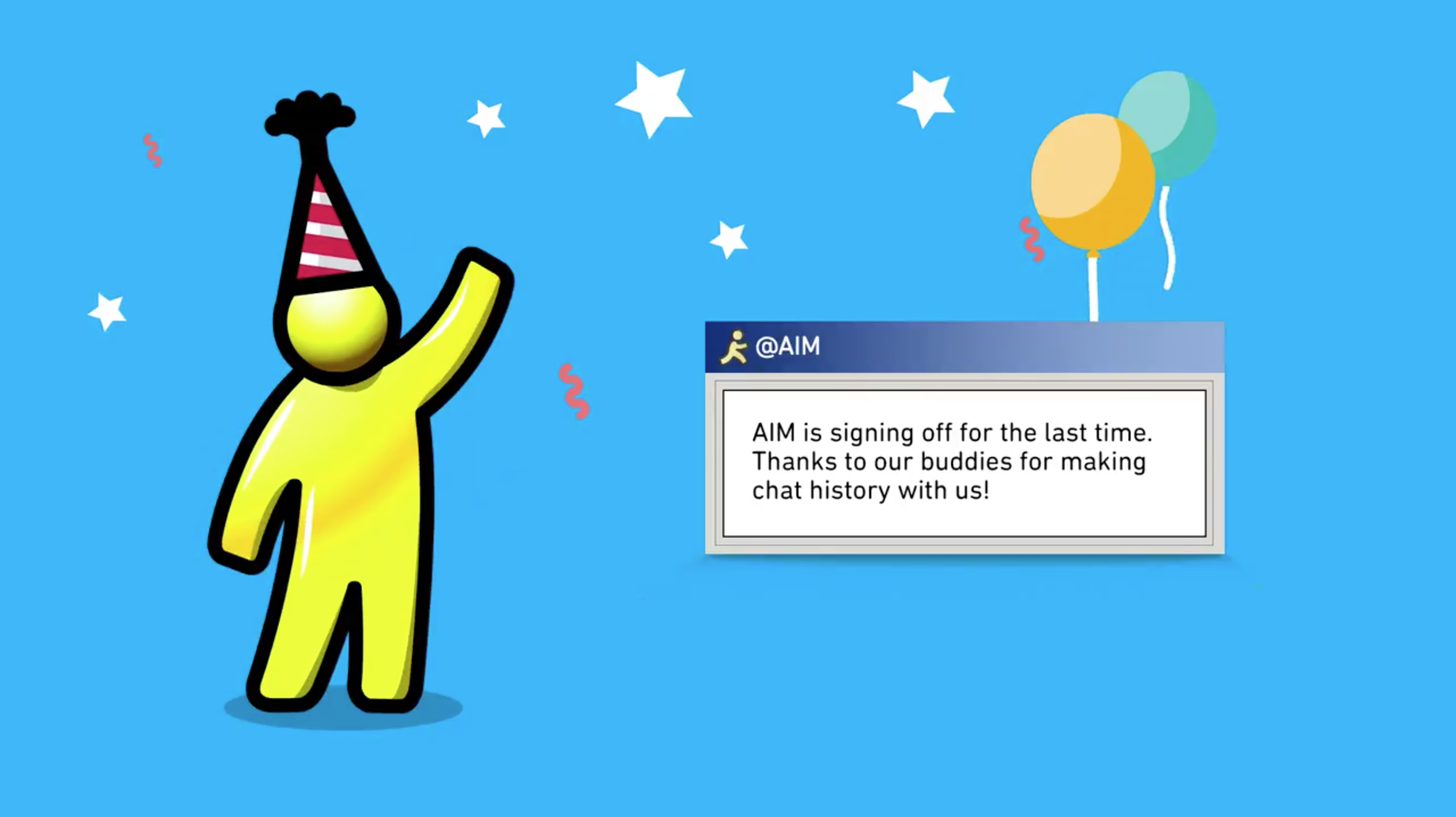 AOL Instant Messenger ‘Running Man’ waving goodbye